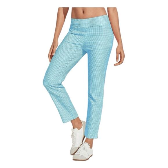 Acegolfs Eagle Golf 28" Performance Stretch Ankle Pants Blue White Gingham Check - Picture 1 of 12